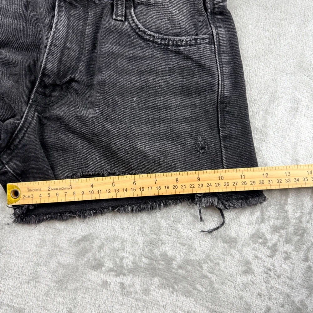 Arizona Jean Co Black Distressed Denim Shorts Women's Size 7 Hi-Rise Cotton
